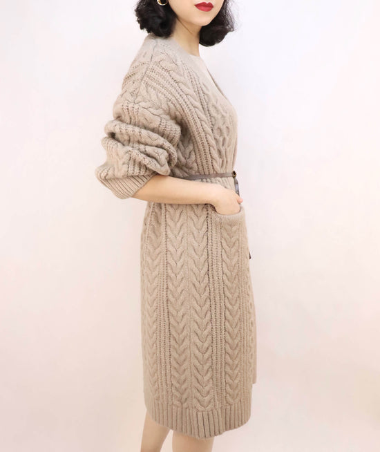 Relaxed Long Chunky Cable Cardigan
