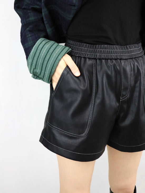 Black Leather Shorts for Women