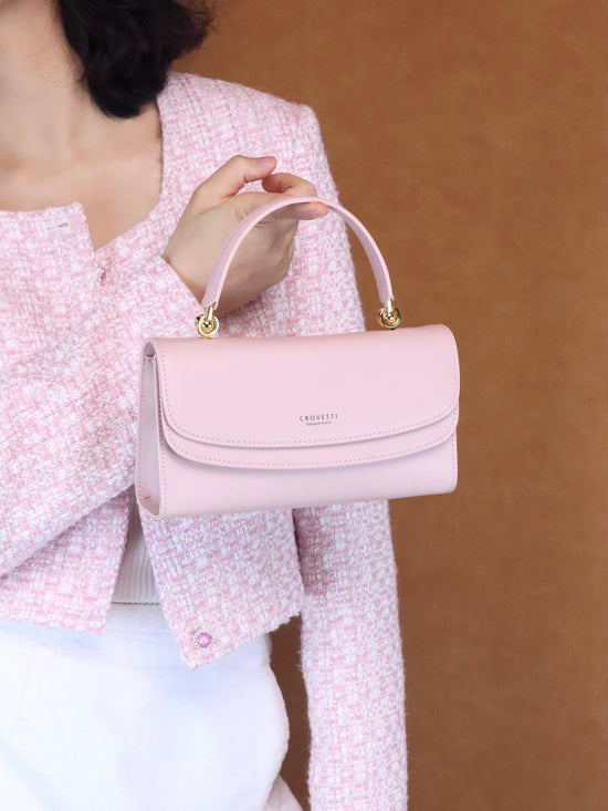 Pink Leather Clutch Bag Handbag Crossbody Bag for Women